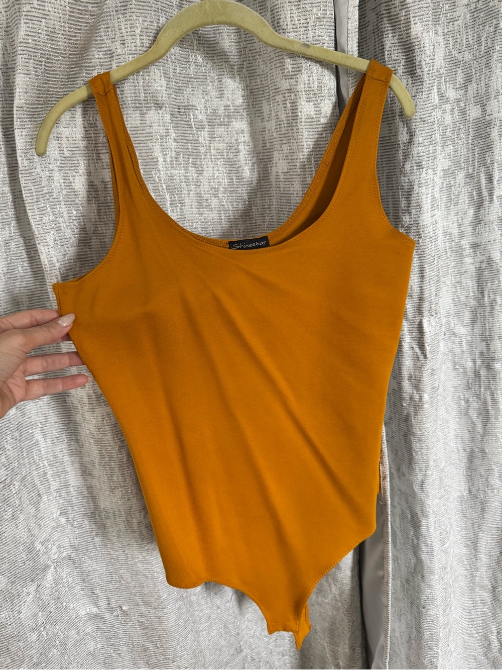 Slinky Ribbed Tank Bodysuit - Mustard